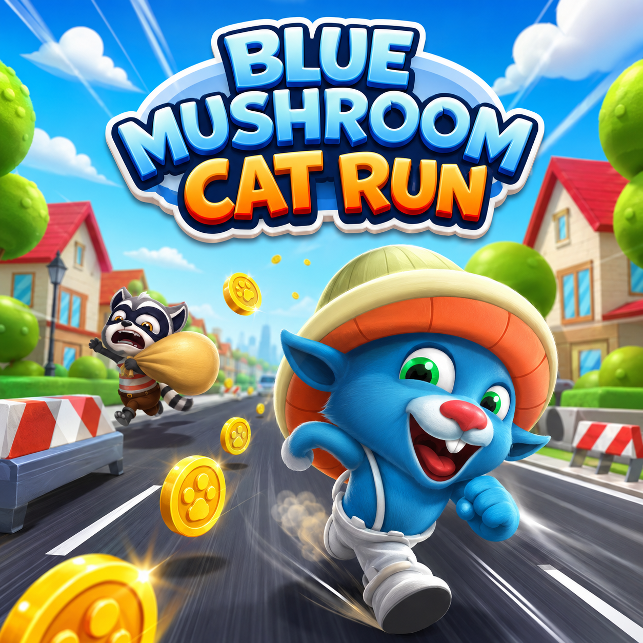 Blue Mushroom Cat Run